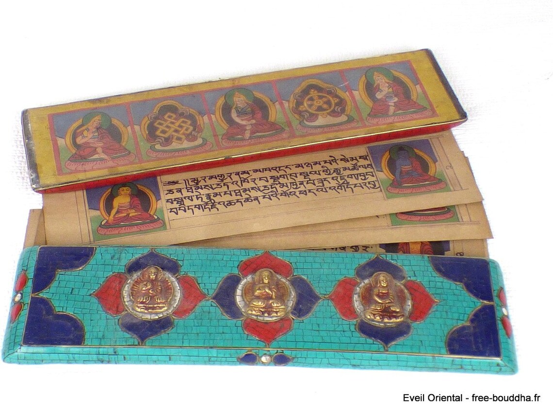 Buddhist prayer book monk's book set with natural stones Etsy