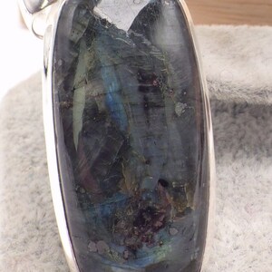 LARVIKITE jewel black MOONSTONE oval pendant silver 925, YM12.2 image 2