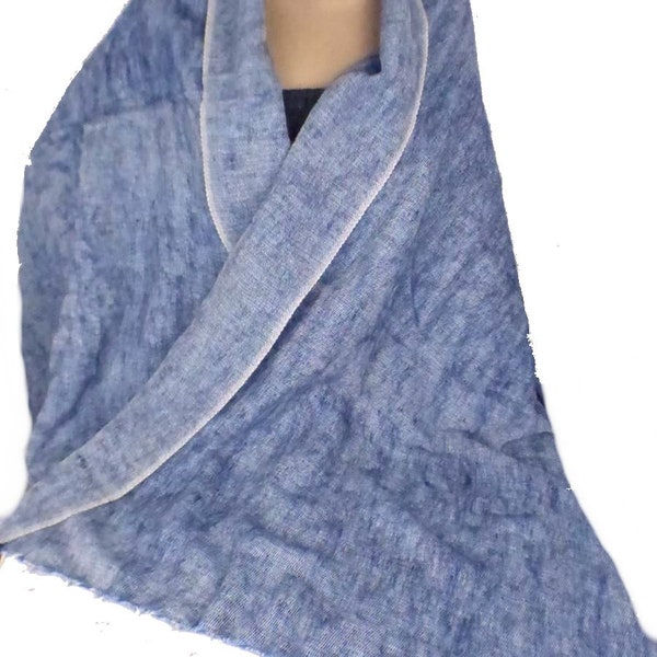 PASHMINA LAINE de YAK bleu jeans délavé, chale nepal, chale ethnique etole foulard echarpe shawl stole CPLY213