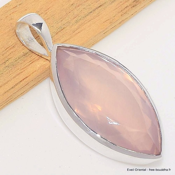 FACETED ROSE QUARTZ 925 Silver Marquise Pendant, Cwa59 - Etsy