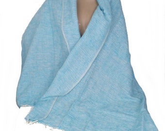 Sky blue YACK WOOL SHAWL, wool pashmina, Nepalese shawl, stole, scarf, cply56