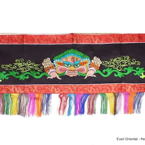 Mahakala BUDDHIST WALL HANGING black background hand embroidered, nmaha4