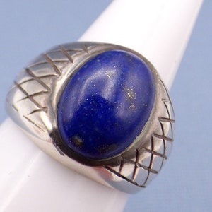 MEN'S signet ring LAPIS lazuli silver 925, men's jewelry, natural stone jewelry throat chakra silver KB21 image 3