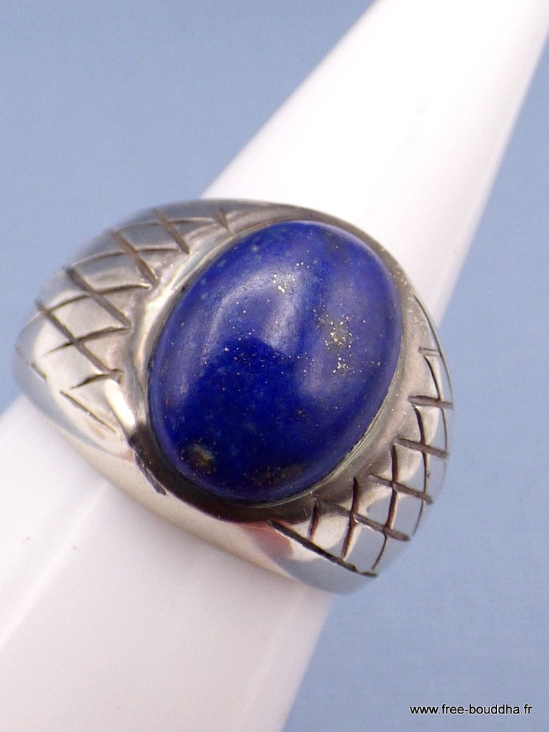 MEN'S signet ring LAPIS lazuli silver 925, men's jewelry, natural stone jewelry throat chakra silver KB21 image 3