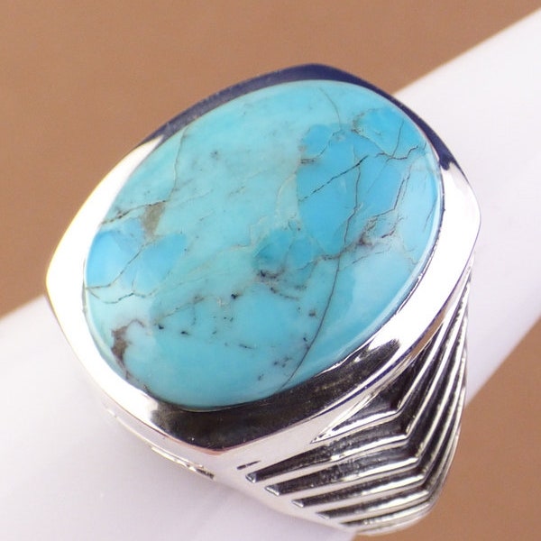 Bague HOMME turquoise Mohave chevalière homme, argent 925, wl32