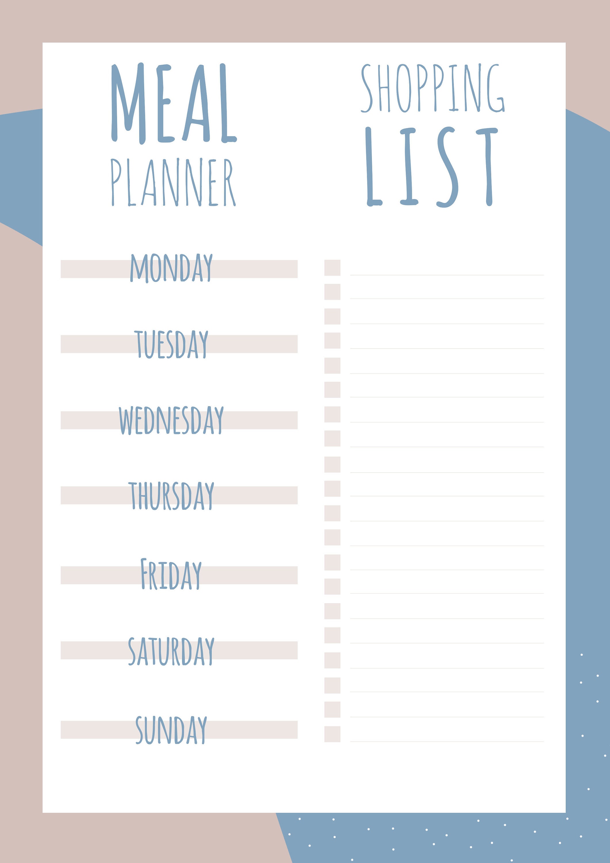 Printable A4 Meal Planner &amp; Shopping List - Etsy