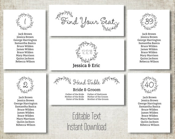 Wedding Guest List Seating Chart Template