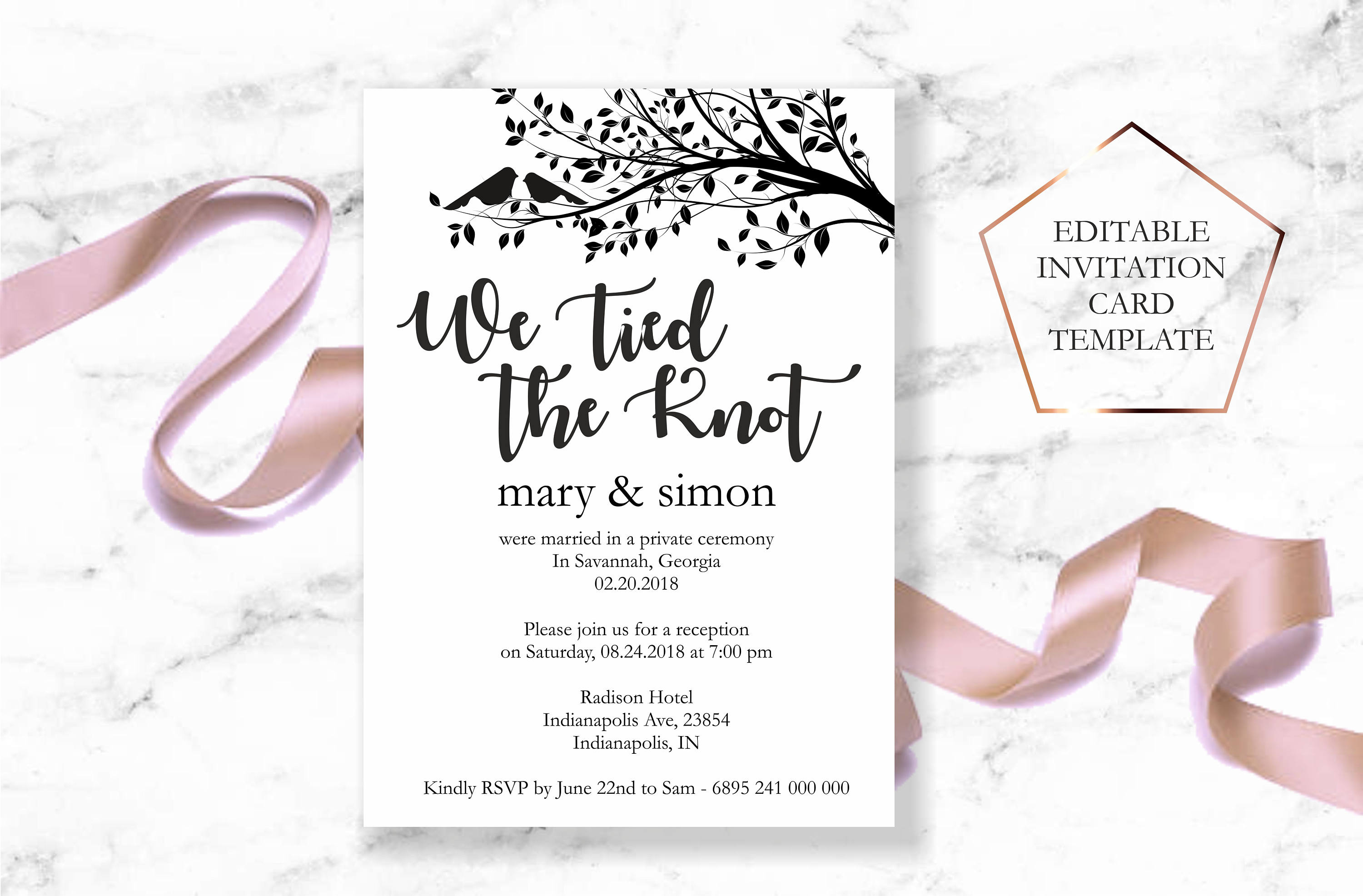 Wedding Reception Invitation Template Post wedding reception | Etsy