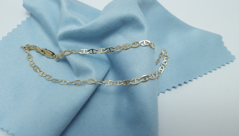 Elegant 10K Karat 417 Stamp Solid Yellow Gold Designer Link Anklet