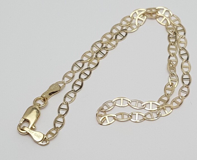 Elegant 10K Karat 417 Stamp Solid Yellow Gold Designer Link Anklet