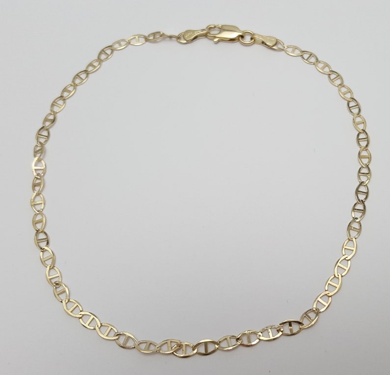 Elegant 10K Karat 417 Stamp Solid Yellow Gold Designer Link Anklet