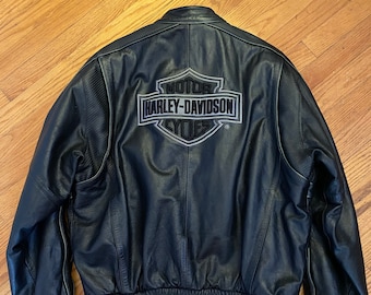 90s Vintage Harley Davidson Leather Jacket Size Medium Vtg - Etsy