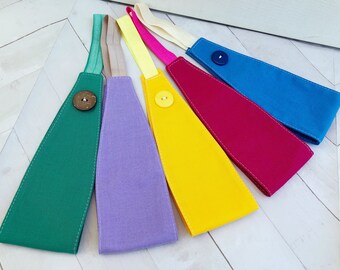 Fabric Headband - Solid Colour with Stretch Elastic, Option of Mask-Holding Buttons for Ear Relief, Fitness Headband
