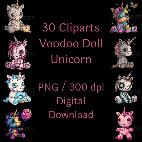 Voodoo Doll Clipart | Einhorn PNG | digitaler Download | Halloween PNG | Rag Doll | Horror Clipart