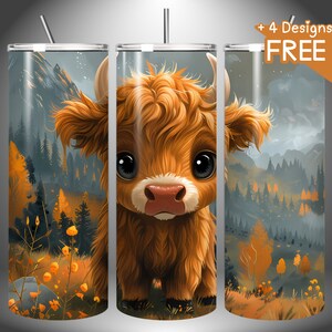 Tumbler Design Wrap | Highland cow | PNG | digital download | sublimation