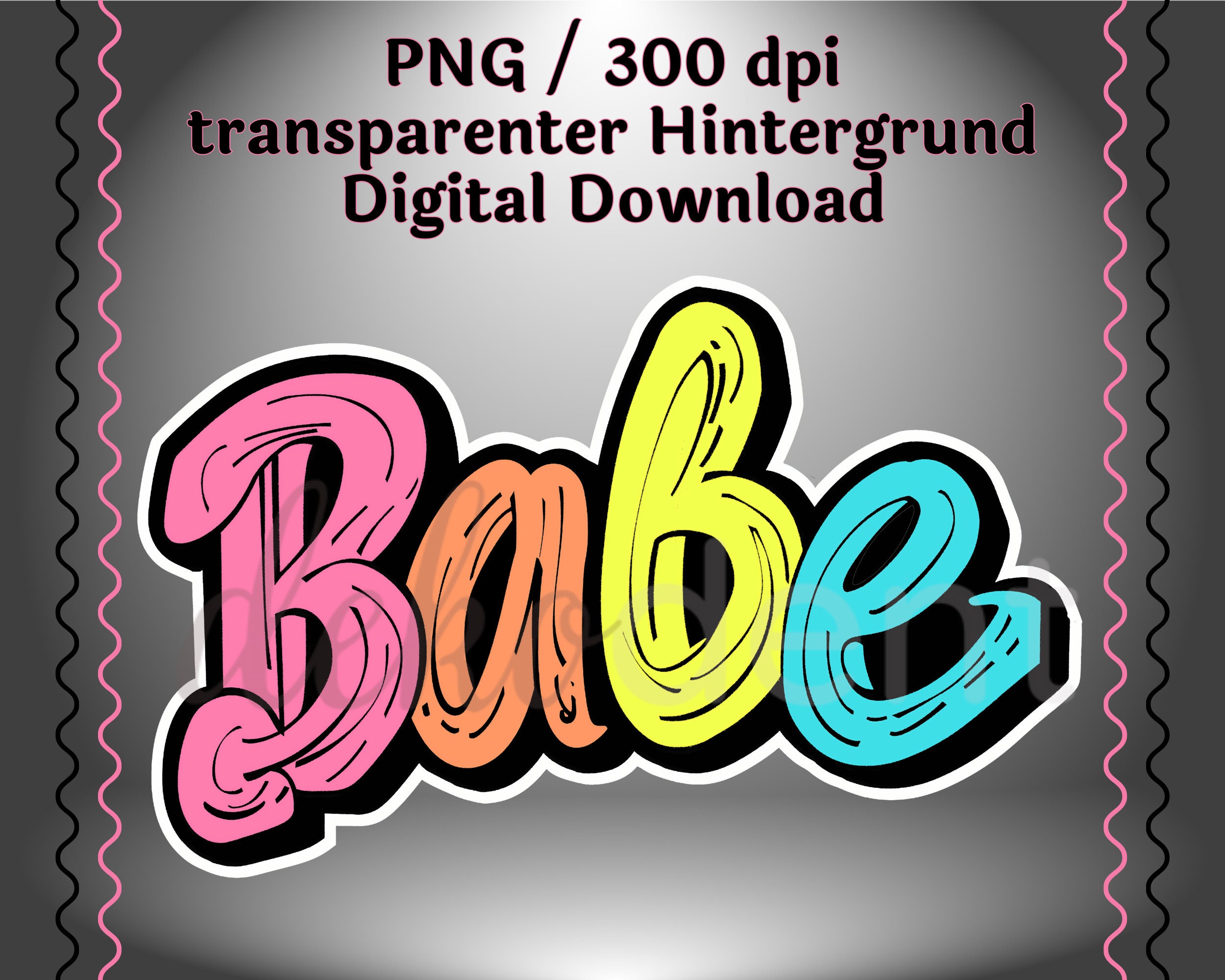 Bhabe Lettering Babe Lettering Doodle Clipart PNG 300dpi Digital Download Sublimation ...