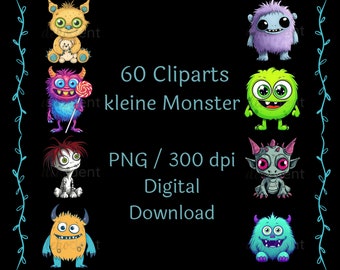 little monster clipart | 54 PNG | digital download | Halloween, spooky, horror