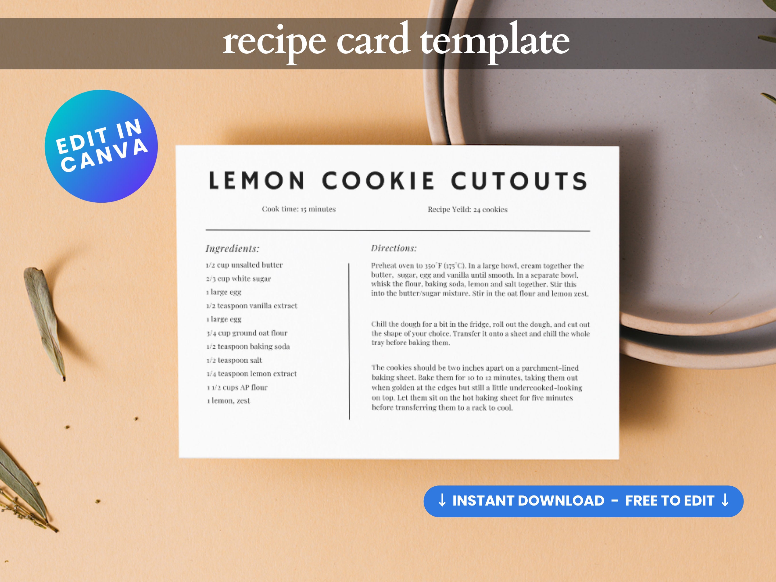 Editable Recipe Card Template Fillable Recipe Template Editable and