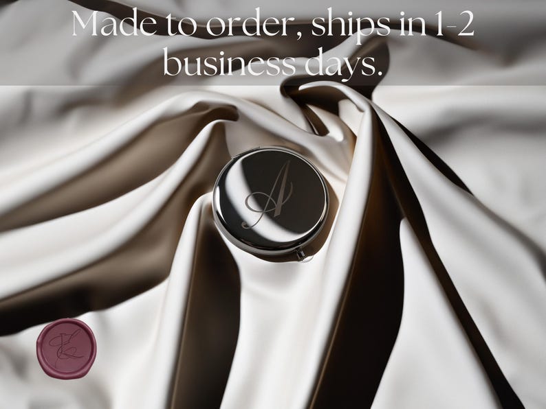 Personalised Silver Compact Mirror – Name or Initial – Engraved Pocket Mirror Gift - Bridesmaids | Valentines image 7