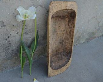 Antique primitive little wooden dough bowl - Old bowl - Antique natural wood - Hand carved - Country cottage chic - Rustic home decor.