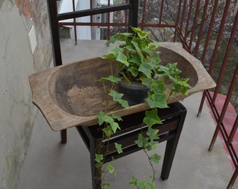 Antique primitive wooden dough bowl - Old bowl - Antique natural wood - Hand carved - Country cottage chic - Rustic home decor.