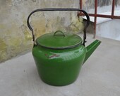 Vintage Soviet kettle - Large USSR Teapot - Enamel Kettle - Retro kitchen decor - Enamelware - Soviet era - Farmhouse - Rustic home decor