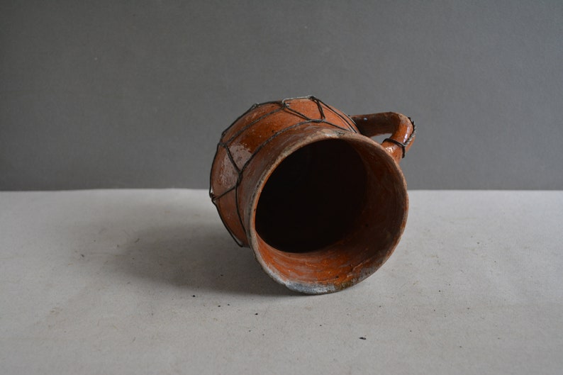 Very old antique ancient clay vessel Rustic bowl Antique clay pitcher Pottery jug Country decor Housewares. image 8