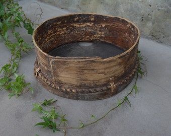 Antique Primitive Wood Sieve - Antique Natural Wood Sifter - Country Cottage Chic - Rustic Home Decor