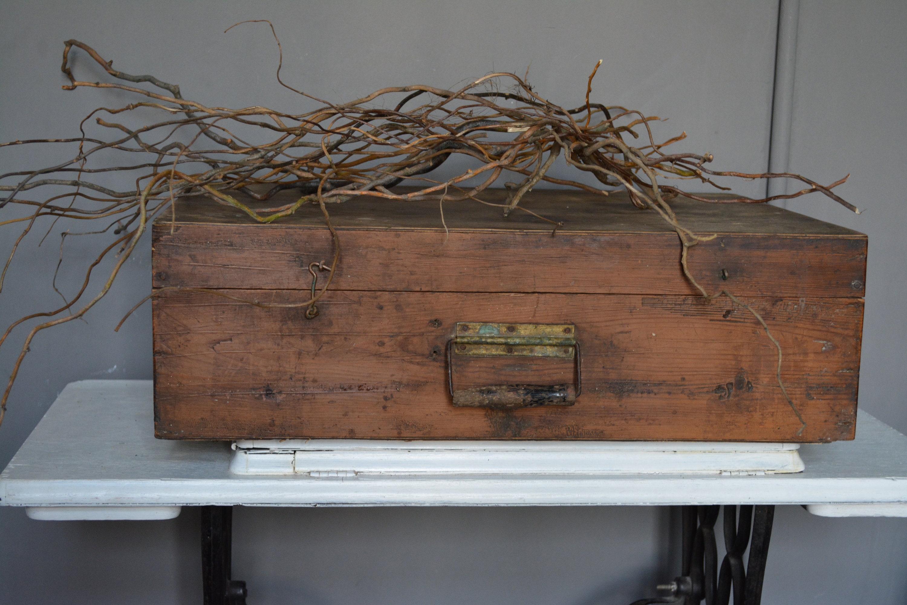 Antique Chest Home Decor Locker with Lid Primitive Storage Box Small Wooden Box Primitive Rustic Decor Very Old Antique Wooden Chest