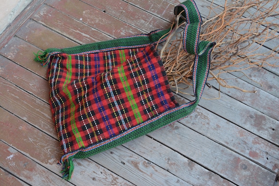 Handwoven wool shoulder bag - Vintage handwoven w… - image 1