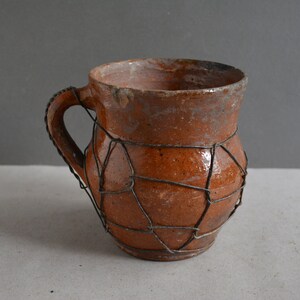 Very old antique ancient clay vessel Rustic bowl Antique clay pitcher Pottery jug Country decor Housewares. image 4