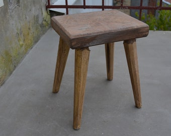 Primitive handmade stool -  Rustic farmhouse seat - Rustic wooden bench  - Farmhouse milking stool - Flower pot stand.