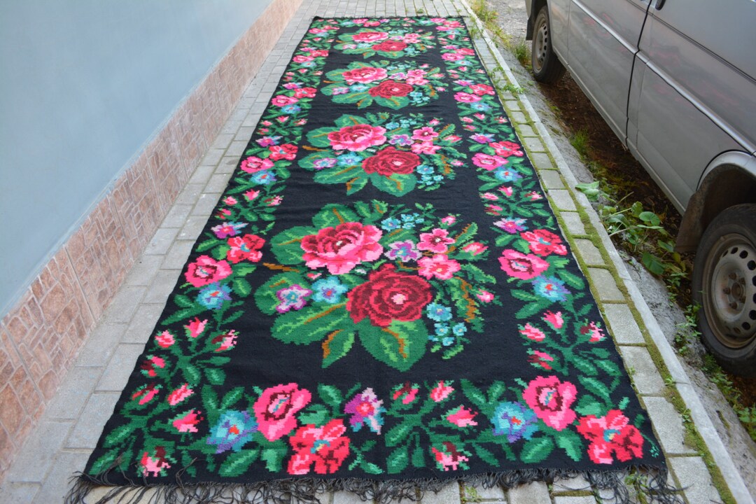 Ukraine Rugs Vintage Handwoven Wool Traditional Ukrainian Rug Carpet - Bessarabian ...