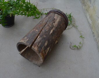 Antique wooden bowl - Rustic vessel - Primitives country decor- Rare antique - era 20x - Wood home decor.