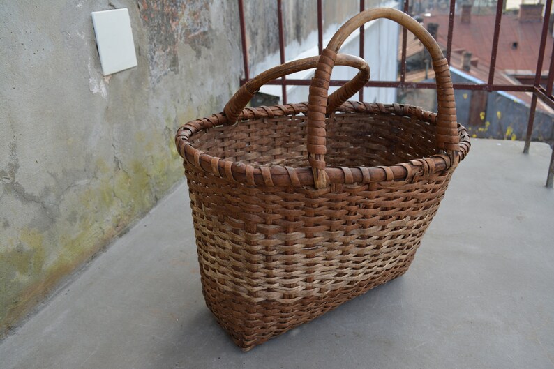 Vintage Antique Wicker Basket Antique Hand Woven Basket Etsy