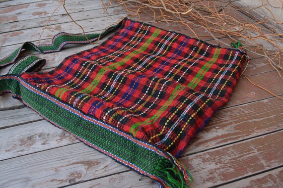 Handwoven wool shoulder bag - Vintage handwoven w… - image 7