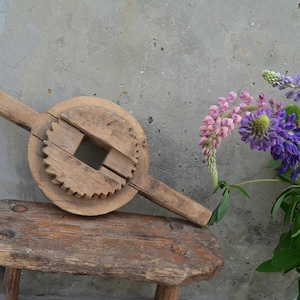Antique wooden loom - Part of weaving loom 1940&#39;s - Antique spinning wheel -  Hand weaving tool - Primitive tool - Rustic decor .