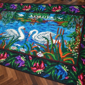 Vintage handwoven wool  rug carpet - Floral kilim -  Bessarabian Moldovan Romania Kilim - Rustic decor .