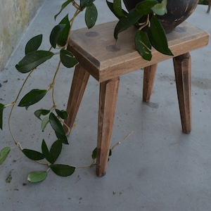Primitive handmade stool -  Rustic farmhouse seat - Rustic wooden bench  - Farmhouse milking stool - Flower pot stand.