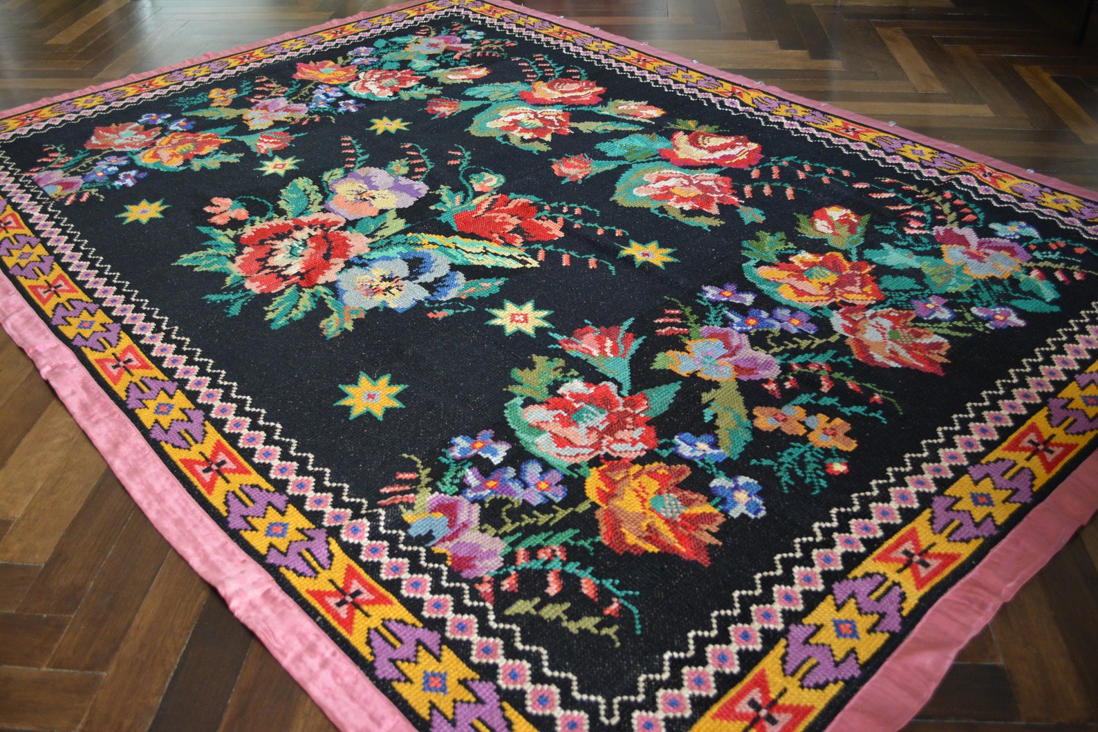 Antique Embroidered Carpet Ukrainian Rug Embroidered Etsy Israel