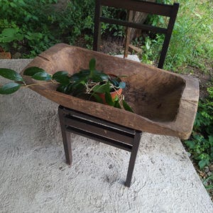 Antique primitive little wooden dough bowl - Old bowl - Antique natural wood - Hand carved - Rustic home decor - 65cmx33x15