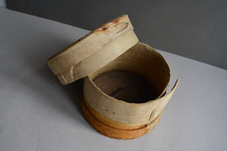 Antique wooden bowl with a lid Rustic vessel Primitives Etsy