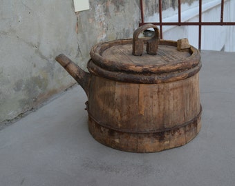 Antique wooden bowl - Rustic vessel - Primitives country decor- Rare antique - era 20x - Wood home decor.