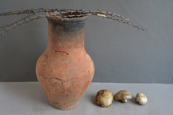 Very old antique ancient clay vessel Country decor Pottery jug Antique clay pitcher Rustic bowl Housewares.