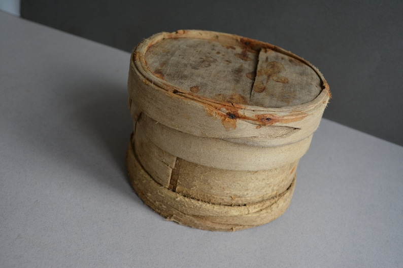 Antique wooden bowl with a lid Rustic vessel Primitives Etsy