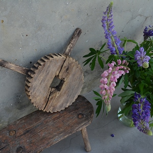 Antique wooden loom - Part of weaving loom 1940&#39;s - Antique spinning wheel -  Hand weaving tool - Primitive tool - Rustic decor .
