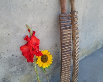 Antique primitive carved wooden mangle boards - Set of 2 - Washboards - Antique  Ironing board - Primitives rustic decor -  Unique gift.