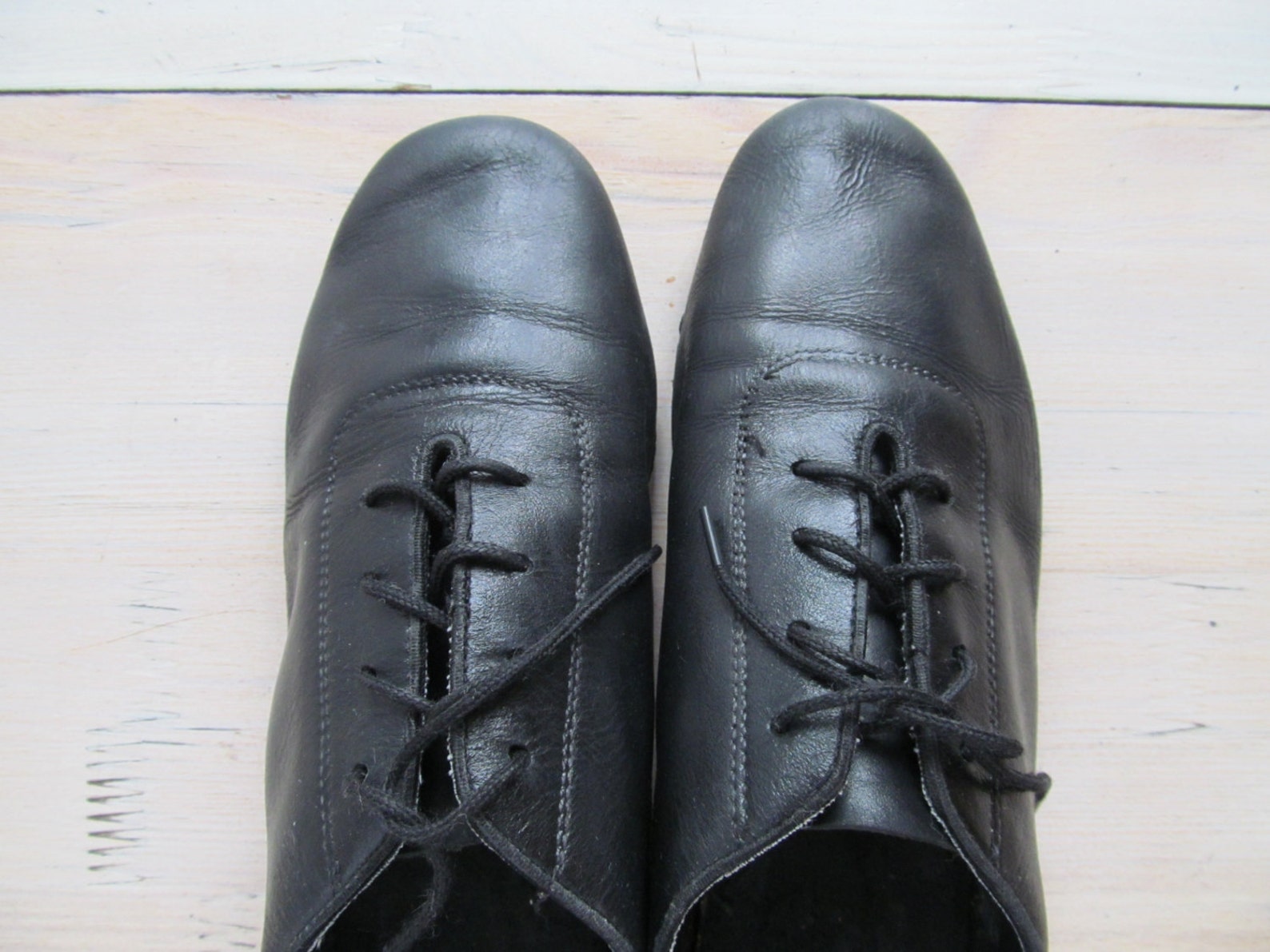 vintage ballet slippers - ballet shoes- black leather.