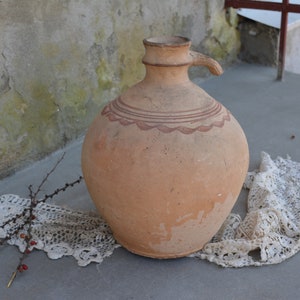 Very old antique ancient clay vessel - Rustic bowl - Antique clay pitcher - Pottery jug - Country decor - Housewares.