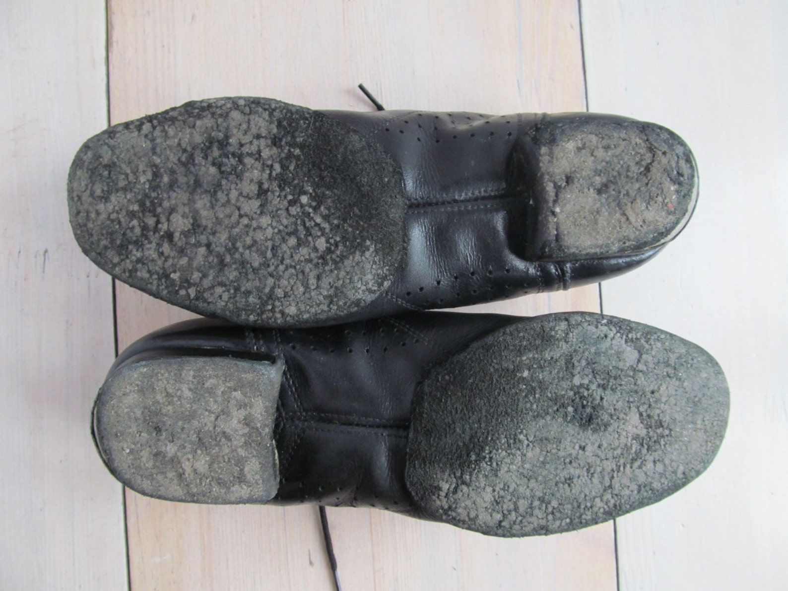 vintage ballet slippers - ballet shoes- black leather.